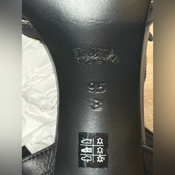 NWT Coach Meg Ankle strap Sandals Calf /land snake  Black/BLK-Wht  Size 9.5M - Picture 6 of 11